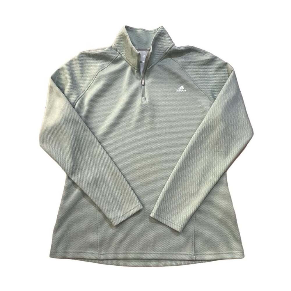 Adidas Golf Women's Green Textured 1/4 Zip Pullover Jacket Size L